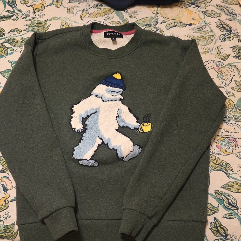 Retired Bonobos green Yeti critter sweater
